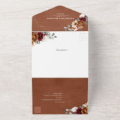 Terracotta Sage Burgundy Floral Geometric Wedding All In One Uitnodiging (Buitenkant)