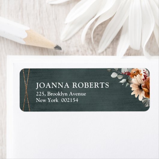 Terracotta Sage Burgundy Floral Geometric Wedding Etiket (Insitu)