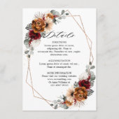 Terracotta Sage Burgundy Floral Geometric Wedding Informatiekaartje (Voorkant)