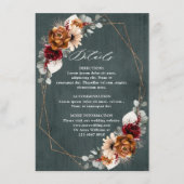 Terracotta Sage Burgundy Floral Geometric Wedding Informatiekaartje (Voorkant)