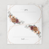 Terracotta Sage Burgundy Floral Geometric Wedding Plaatskaartje (Buitenkant ongevouwen)