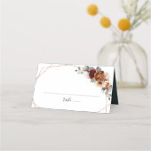 Terracotta Sage Burgundy Floral Geometric Wedding Plaatskaartje (Voorkant)