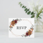 Terracotta Sage Burgundy Greenery Geometric RSVP Briefkaart (Staand voorkant)