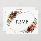 Terracotta Sage Burgundy Greenery Geometric RSVP Briefkaart (Voorkant / Achterkant)