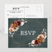 Terracotta Sage Burgundy Greenery Geometric RSVP Briefkaart (Voorkant / Achterkant)