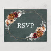 Terracotta Sage Burgundy Greenery Geometric RSVP Briefkaart (Voorkant)