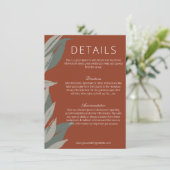 Terracotta Sage Green Modern Botanicals Wedding Informatiekaartje (Staand voorkant)