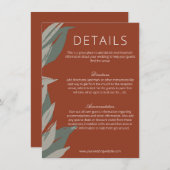 Terracotta Sage Green Modern Botanicals Wedding Informatiekaartje (Voorkant / Achterkant)