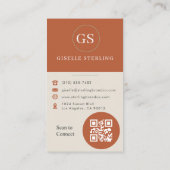 Terracotta Sage Green Photo QR Code Visitekaartje (Achterkant)