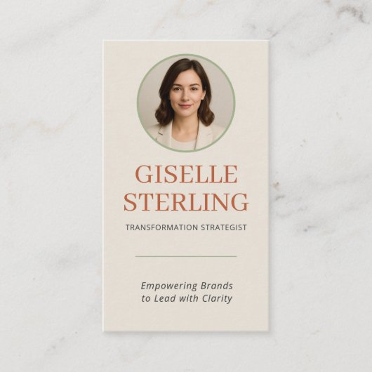 Terracotta Sage Green Photo QR Code Visitekaartje (Voorkant)