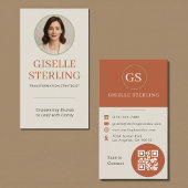 Terracotta Sage Green Photo QR Code Visitekaartje