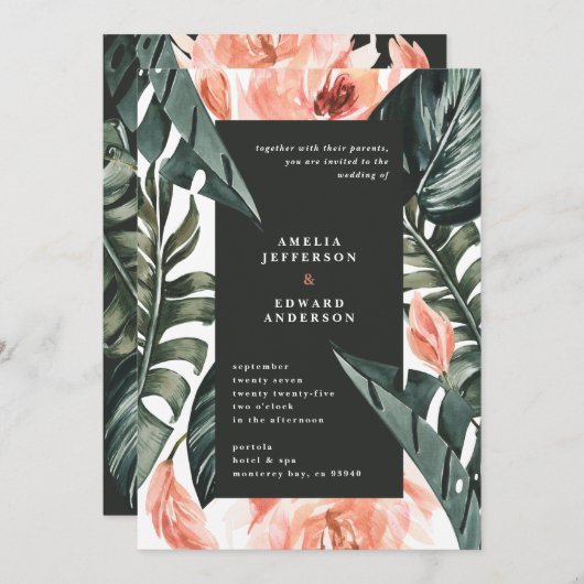 Terracotta sage green tropical foliage bruiloft (Voorkant / Achterkant)