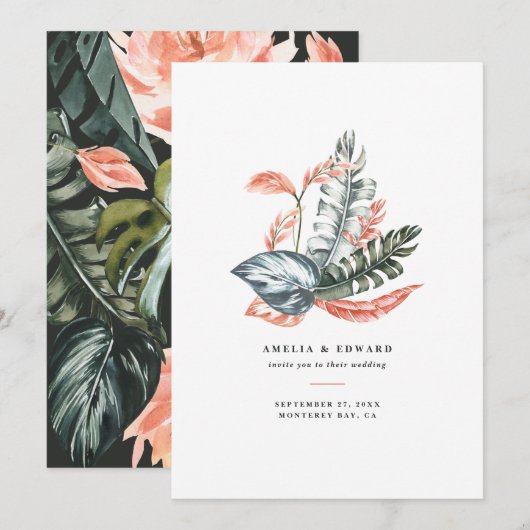 Terracotta sage green tropical foliage bruiloft (Voorkant / Achterkant)