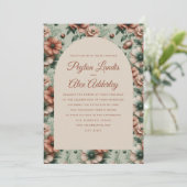 Terracotta Sage Groene Bloemen Boog Wedding Kaart (Staand voorkant)