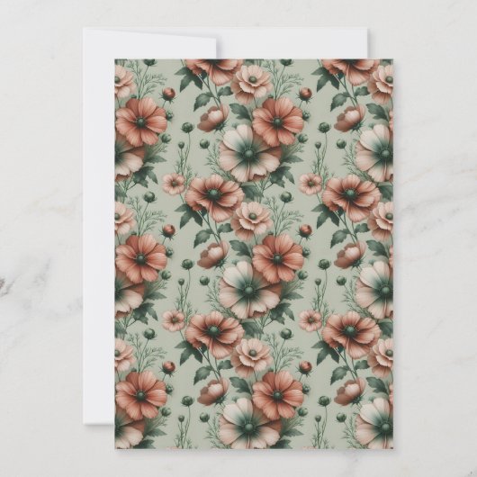 Terracotta Sage Groene Bloemen Boog Wedding Kaart (Achterkant)