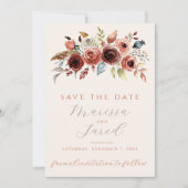 Terracotta Sage Groene Bruiloft Bloemen Foto Save The Date (Voorkant)