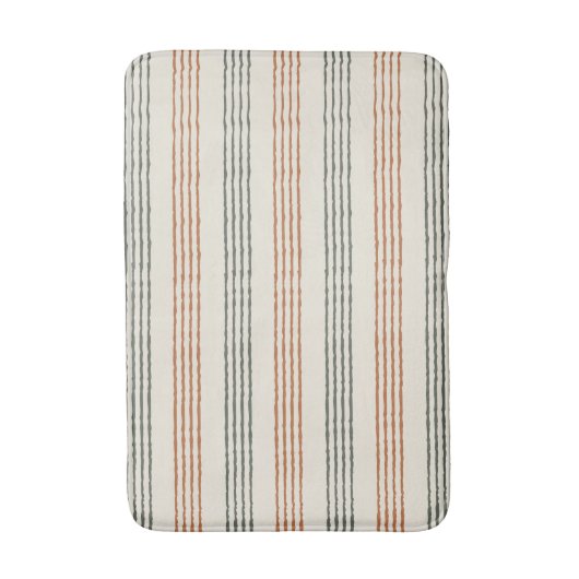 Terracotta Sage Groene Moderne Boho Streep Badmat (Voorkant Verticaal)