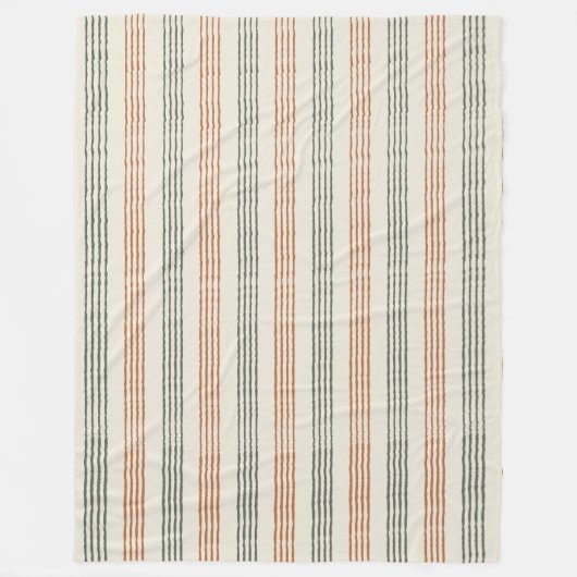 Terracotta Sage Moderne minimalistische streep Boh Fleece Deken (Voorkant)