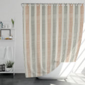 Terracotta Sage Moderne Streep Boho Douchegordijn