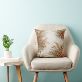 Terracotta Salie Boho Pampas Bloem Frame Kussen
