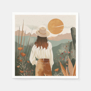 Terracotta Salie Boho Woestijn Vallei Zonsondergan Servet