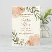 Terracotta Salie Botanisch | Boho Bruiloft Kaart (Staand voorkant)
