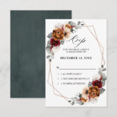 Terracotta Salie Bourgondië Bloem Geometrische Tro RSVP Kaartje (Voorkant / Achterkant)