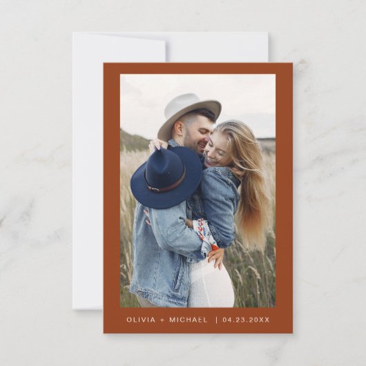 Terracotta Save the Date Boho Foto Minimalistisch (Voorkant)