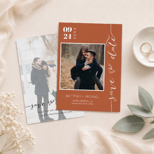 Terracotta Save the Date Foto