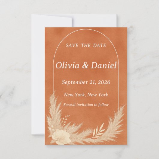 Terracotta Save the Date Kaart (Voorkant)