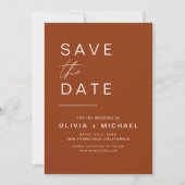 Terracotta Save the Date Minimalistisch Schrift (Voorkant)