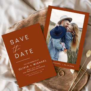 Terracotta Save the Date Photo Minimalist
