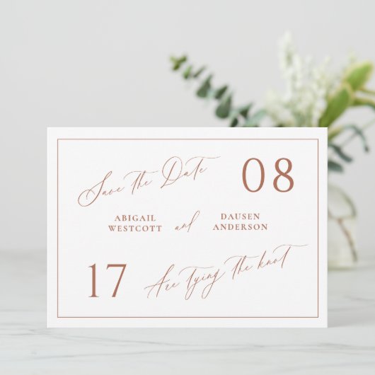 Terracotta Save the Date Wedding Aankondiging (Staand voorkant)