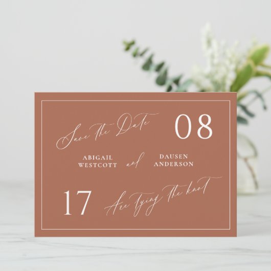 Terracotta Save the Date Wedding Aankondiging (Staand voorkant)