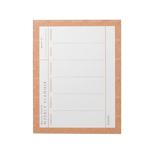 Terracotta Scallops Family Weekly Planner Notepad Notitieblok (Linkerzijde)