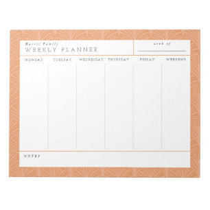 Terracotta Scallops Family Weekly Planner Notepad Notitieblok