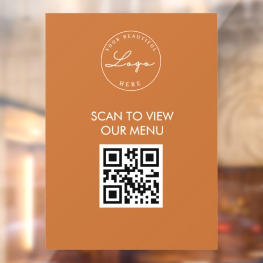 Terracotta Scan Me QR Code Prijslijst Menu Bord Raamsticker (Vel 2)