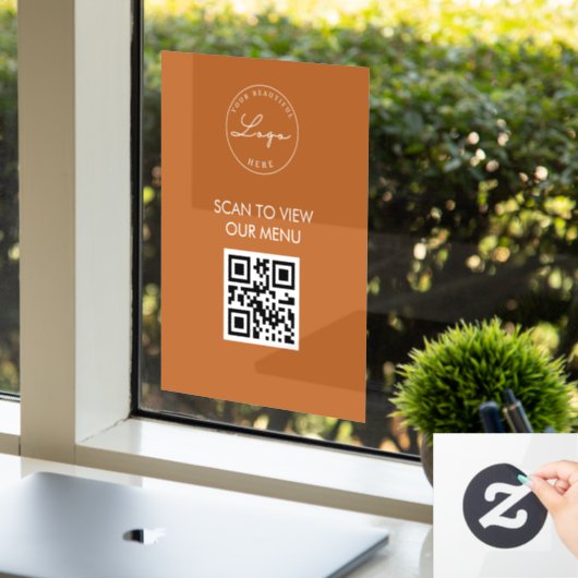 Terracotta Scan me QR - Menu Prijslijst Raamsticker (Kantoor)