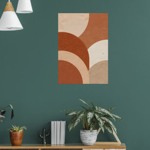 Terracotta Schelp Boog Poster Boho Aardse Kunst