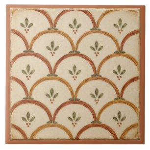 Terracotta Schelp Volk Bloempatroon Tegeltje