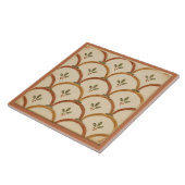 Terracotta Schelp Volk Bloempatroon Tegeltje (Zijkant)