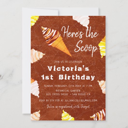 Terracotta Scoop Ice-Cream Cake Foto Verjaardag Kaart (Voorkant)