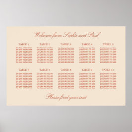 Terracotta Script 10 Tafel Stoelindeling Poster