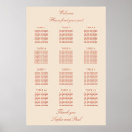 Terracotta Script 12 Tafel Trouwstoelindeling Post Poster