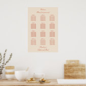 Terracotta Script 12 Tafel Trouwstoelindeling Post Poster (Keuken)