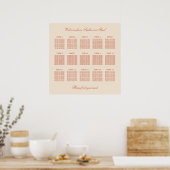 Terracotta Script 15 Tafel Trouwstoelindeling Post Poster (Keuken)
