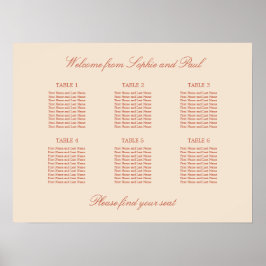 Terracotta Script 6 Tafel Trouwstoelindeling Poste Poster