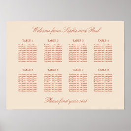 Terracotta Script 8 Tafel Trouwstoelindeling Poste Poster