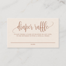 Terracotta  Script Boho Diaper Raffle Kaart Plaatskaartje