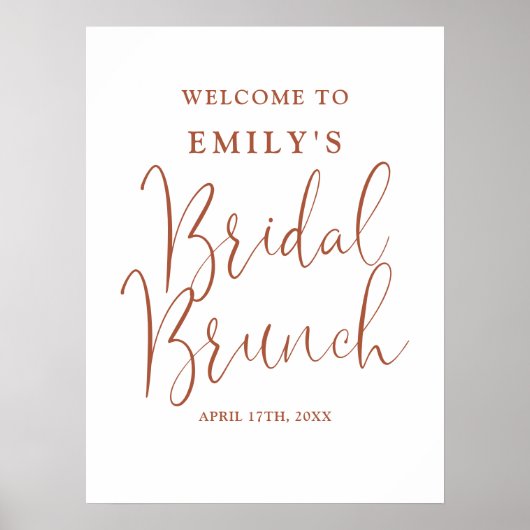 Terracotta Script Bruids Brunch Welkomstbord Poster (Voorkant)